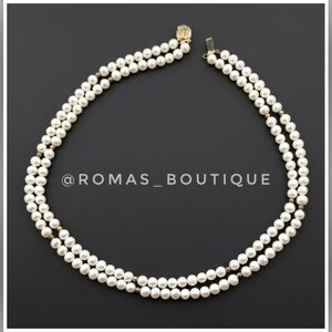 Cultured Pearl multilayer Necklace with gold tone clasp and beads